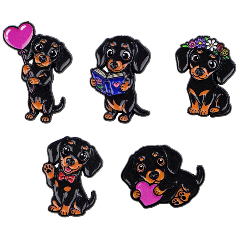 5pcs Cute Dachshund Enamel Pin - đánh giá và giá Lapel Pin Enamel