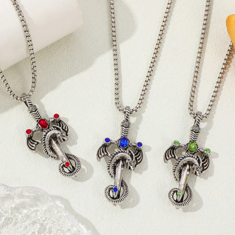 Retro Multicolor Gem Dragon Sw - đánh giá và giá Men Accessories Necklace