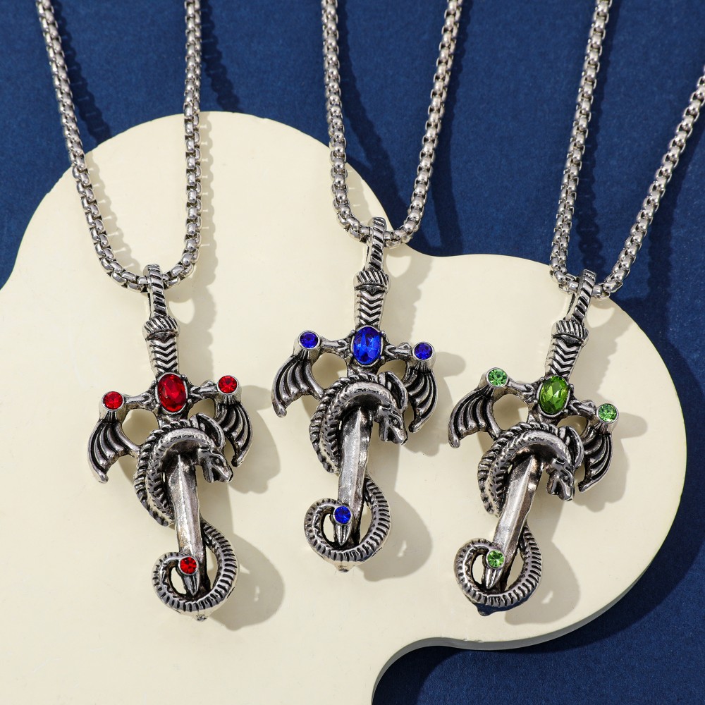 Retro Multicolor Gem Dragon Sw - đánh giá và giá Men Accessories Necklace