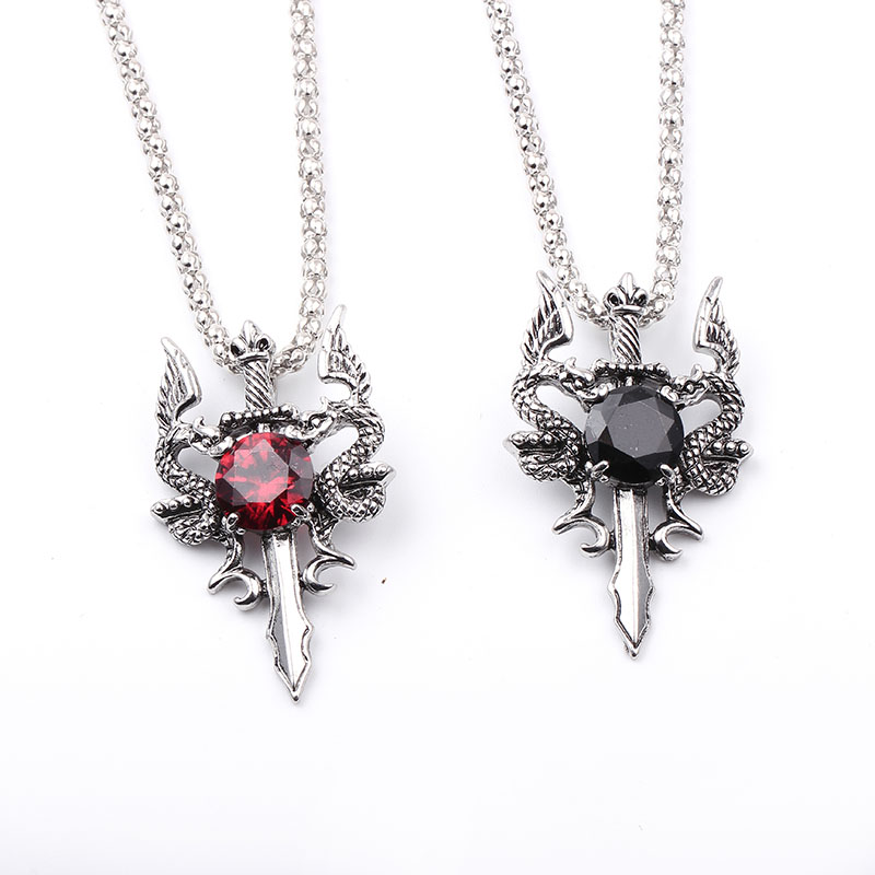 Double Dragon Black Gem Cross  - đánh giá và giá Men Accessories Necklace