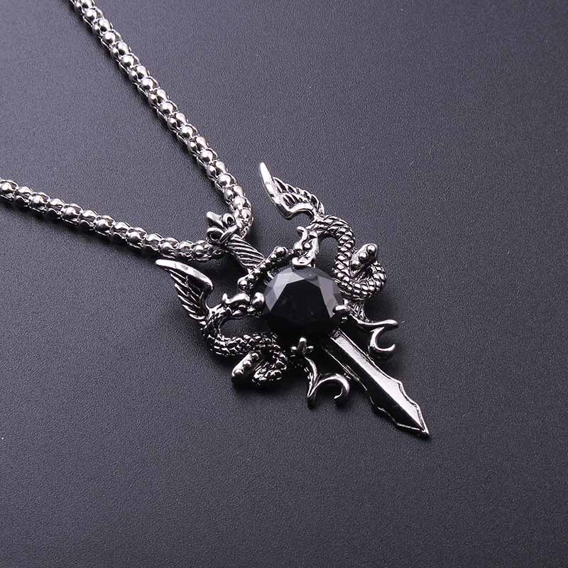 Double Dragon Black Gem Cross  - đánh giá và giá Men Accessories Necklace